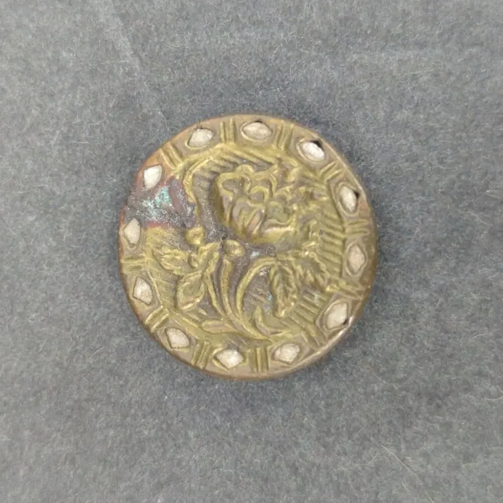 LOT BB of 10 Antique Vintage Victorian Brass Mixed Materials Buttons ESTATE FIND